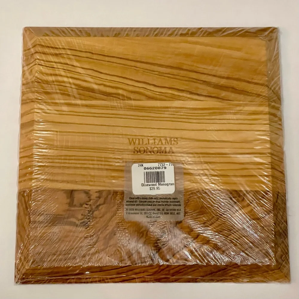 Letter L Monogram Olive Wood Cheese Board 8” x 8”
